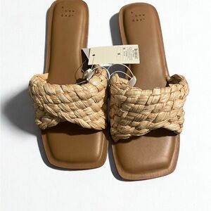 A New Day Women's Brown Woven Slide Sandals
